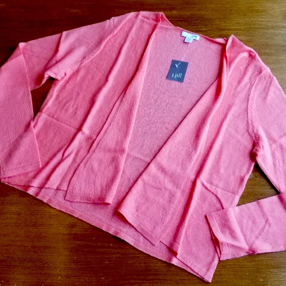 J.Jill Linen blend open front Cardigan
